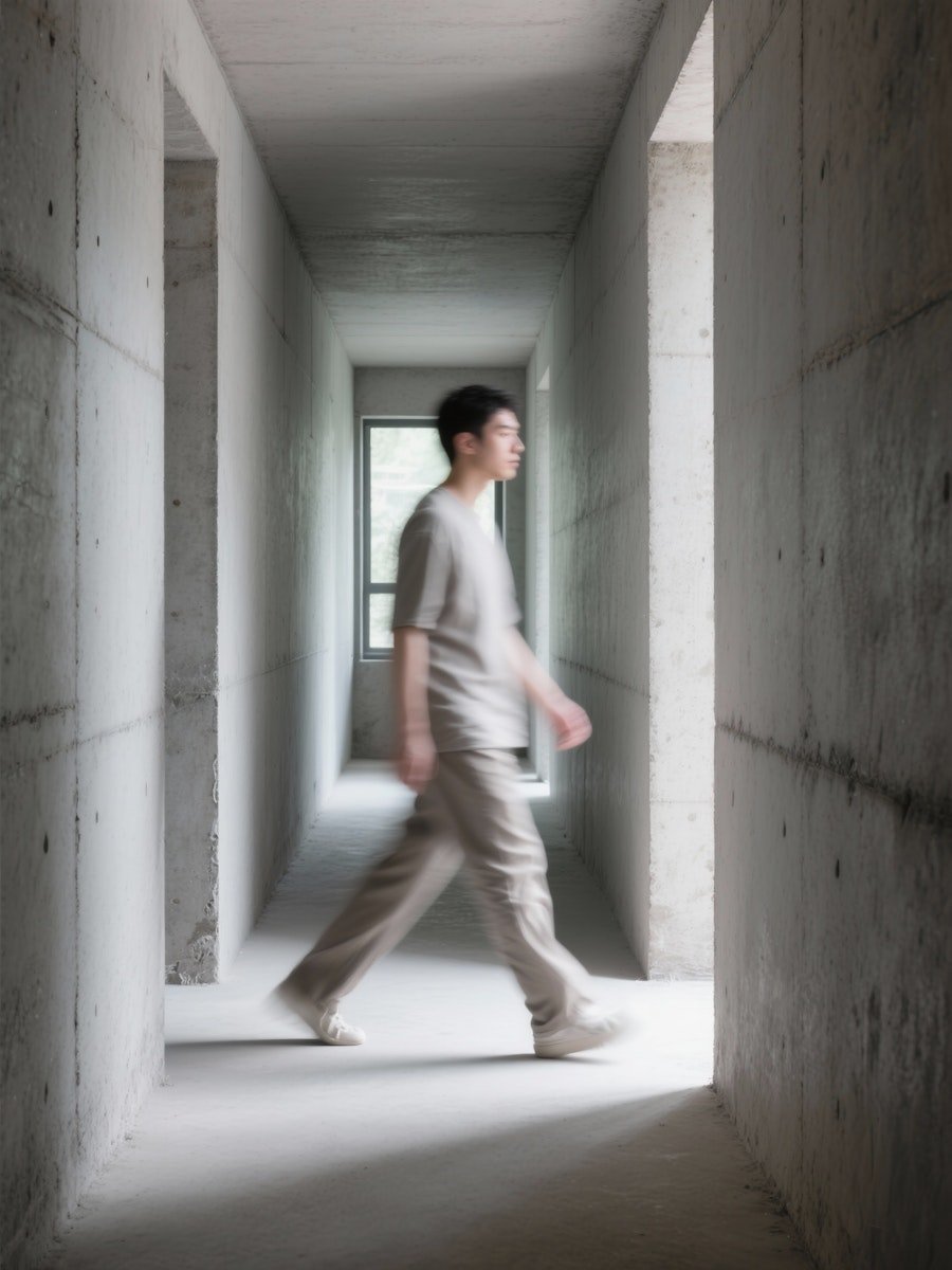 Un homme sortant d&rsquo;un bâtiment